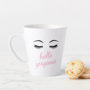 Tasse Latte Bonsoir magnifique avec de jolies cils glamour