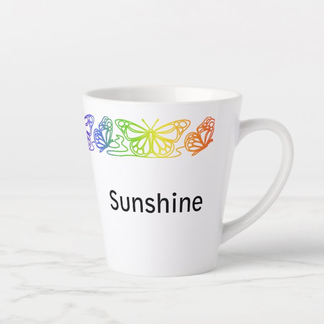 Tasse Latte Bordure des papillons arc-en-ciel en latte personn (Droite)