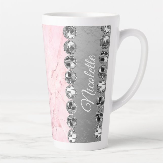Tasse Latte Boule diamant en marbre rose (Droite)