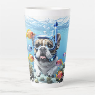 Tasse Latte Bouledogue français en vacances French Bulldog