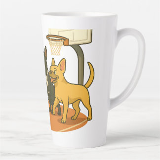 Tasse Latte Bouledogues français jouant au basket-ball.