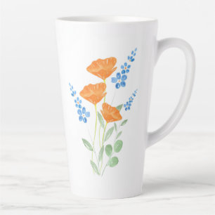 Tasse Latte Bouquet d'aquarelle à trois pépites