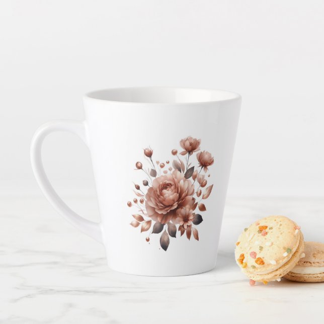 Tasse Latte Bouquet de latte avec élégant bouquet de roses (En situation)