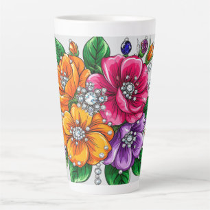 Tasse Latte Bouquet floral coloré