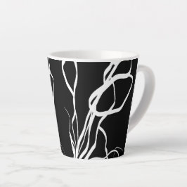 Tasse Latte Bouquet Noir : Abstrait noir et blanc