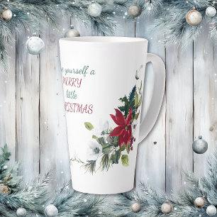 Tasse Latte Bouquet Rouge Poinsettia Joyeux Petit Noël