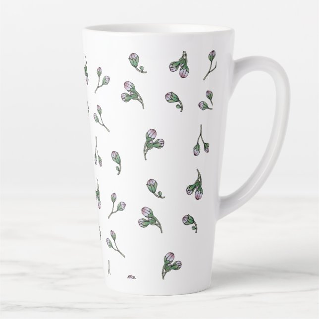 Tasse Latte Bourgeons de fleurs roses (Droite)