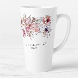 Tasse Latte Bourgogne et bleu Floral Garland Nana Faire-part