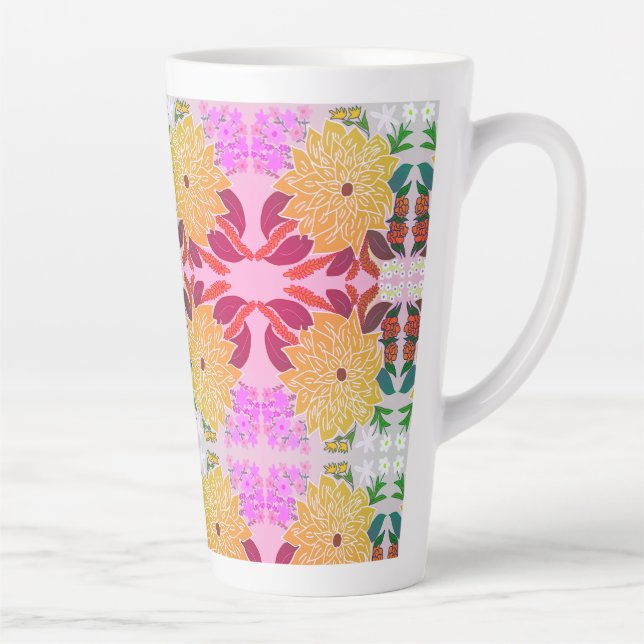 Tasse Latte bouteille d'eau en aluminium motif fleurs (Droite)