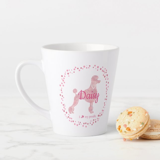 Tasse Latte Bouteille Pastel Rose Poodle Pastel personnalisé S (En situation)