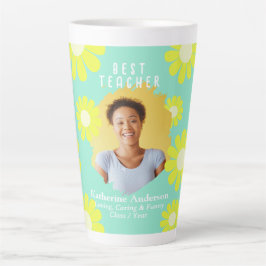 Tasse Latte Bouton Turquoise photo du meilleur enseignant de D
