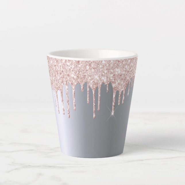 Tasse Latte Boutons roses d'or rose argent (Devant)