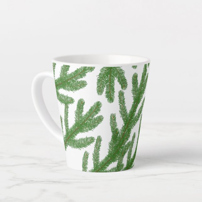 Tasse Latte Branches de sapin vert (Angle gauche)