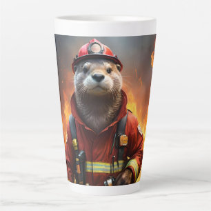 Tasse Latte **"Bravoure éclatante : Le pompier Otter"**