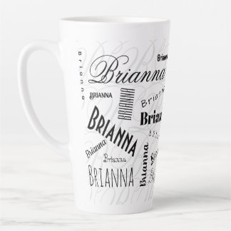 Tasse Latte Brianna Nom personnalisé  Noir Blanc 