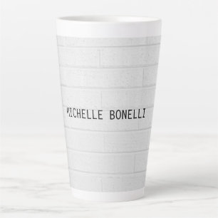 Tasse Latte Briques murales grises Conception Plaque lisible M