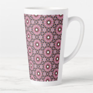 Tasse Latte Broderie Plume Rose Bohème 