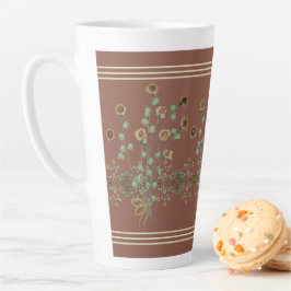 Tasse Latte Brown à motifs floraux