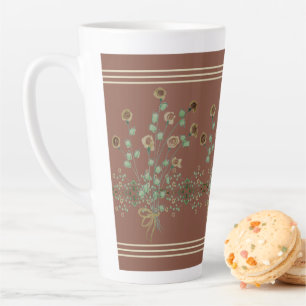 Tasse Latte Brown à motifs floraux