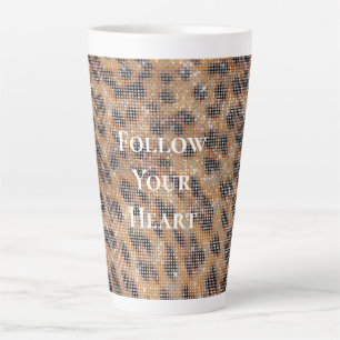 Tasse Latte Brown Leopard Poster de animal Sparkle