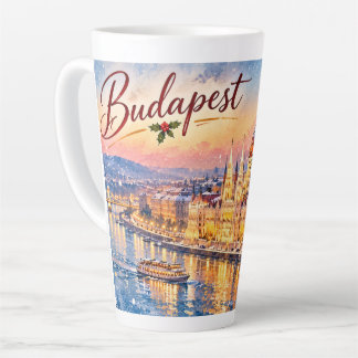 Tasse Latte Budapest Hongrie Danube Parlement Noël