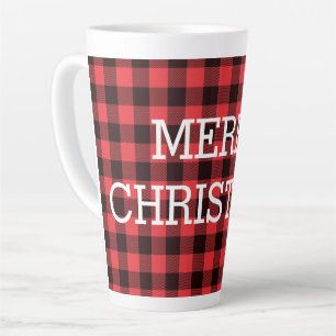 Tasse Latte Buffalo Plaid Joyeux Noël Custom