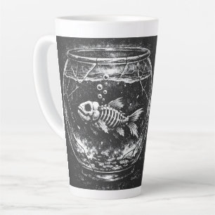 Tasse Latte "Ça va super" - Poisson rouge squelette par BurnsI
