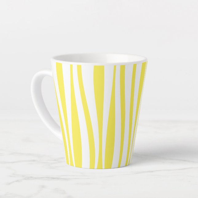 Tasse Latte Cabana Stripe jaune et blanc (Angle gauche)