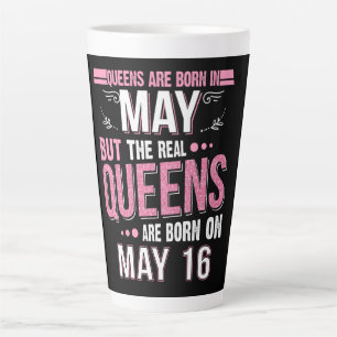 Tasse Latte Cadeau d'anniversaire  La Reine Née En Mai Cadeau