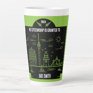 Tasse Latte Cadeau de célébration de la citoyenneté néo-zéland
