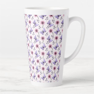 Tasse Latte Cadeau Floral Papillon de Printemps