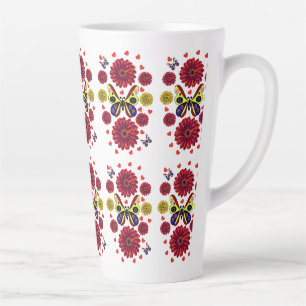 Tasse Latte Cadeau floral personnalisé papillon printanier