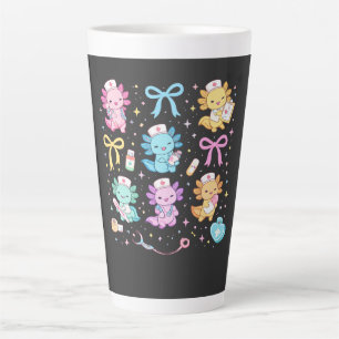 Tasse Latte Cadeau mignon et kawaii d'infirmière axolotl pour