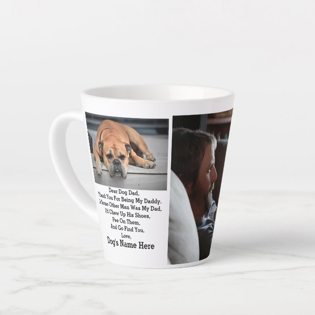 Tasse Latte Cadeau photo de père de chien personnalisé moderne (Angle gauche)