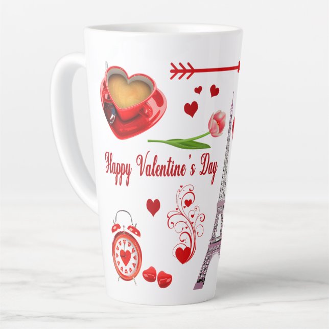 Tasse Latte Cadeau romantique Heureuse Sainte-Valentin pour de (Angle gauche)