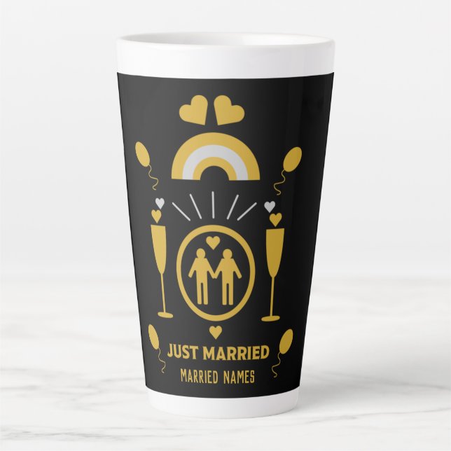 Tasse Latte Cadeaux de mariage gay (Devant)