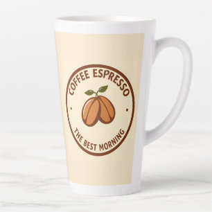 Tasse Latte Café Espresso Étiquette Avec Design À Thème Matin