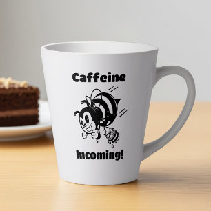 Tasse Latte Caféine entrant ! Drôle Abeille Avec Sceau Cartoon