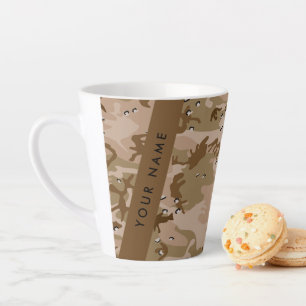 Tasse Latte Cailloux de camouflage du désert, Votre nom, Perso