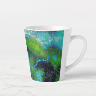 Tasse Latte Calcaire Abstrait en vert citron et bleu