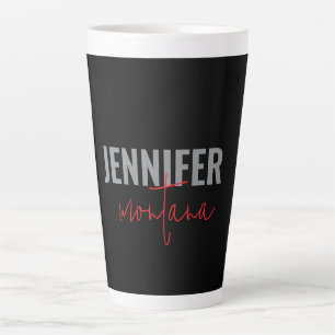 Tasse Latte Calligraphie Elegant Plain Ajouter son propre nom
