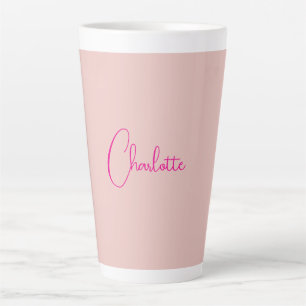 Tasse Latte Calligraphie Élégant Rose Or Plaine Nom simple