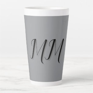 Tasse Latte Calligraphie gris-noir monogramme