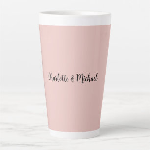 Tasse Latte Calligraphie mariage Elégant Rose Nom de la plaine
