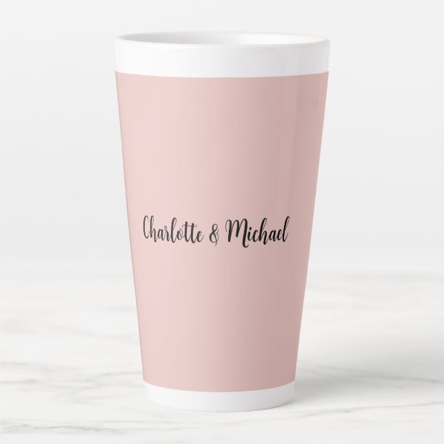 Tasse Latte Calligraphie mariage Elégant Rose Nom de la plaine (Devant)