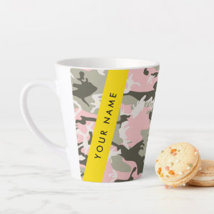 Tasse Latte Camouflage Rose et Vert Personnalisez votre nom