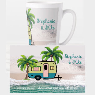 Tasse Latte Camping côtier Rétro Caravane Personnalisée