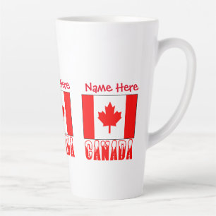 Tasse Latte Canada Neige Drapeau Canadien Rouge Personnalisé G