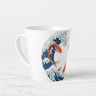Tasse Latte Caneca branca com design de peixes japoneses