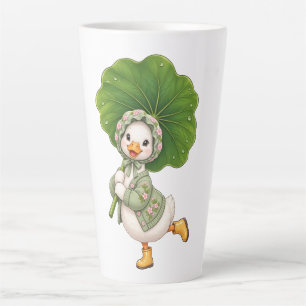 Tasse Latte Caneton Mignon avec Parapluie en Feuille – Printem